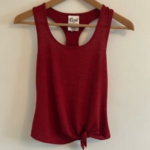 Zyia VGUC red little athletic top with tie, racer back